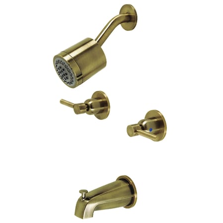 Kingston Brass Tub and Shower Faucet, Antique Brass, Wall Mount KBX8143DL